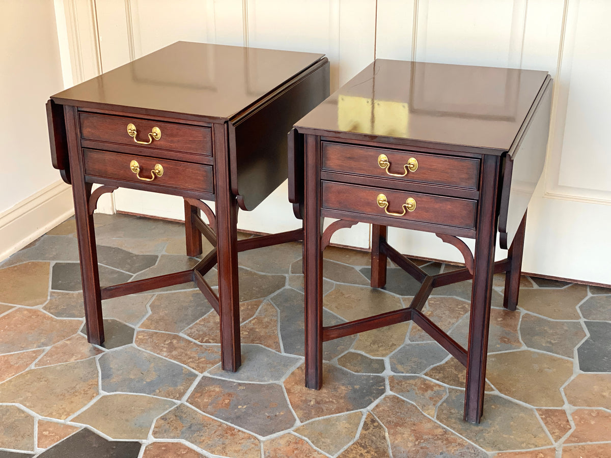 Henkel Harris #5425 Mahogany Chippendale Pembroke Tables (Pair)