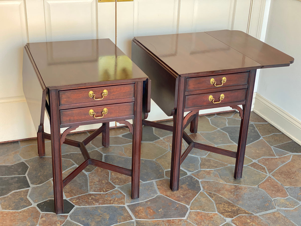 Henkel Harris #5425 Mahogany Chippendale Pembroke Tables (Pair)