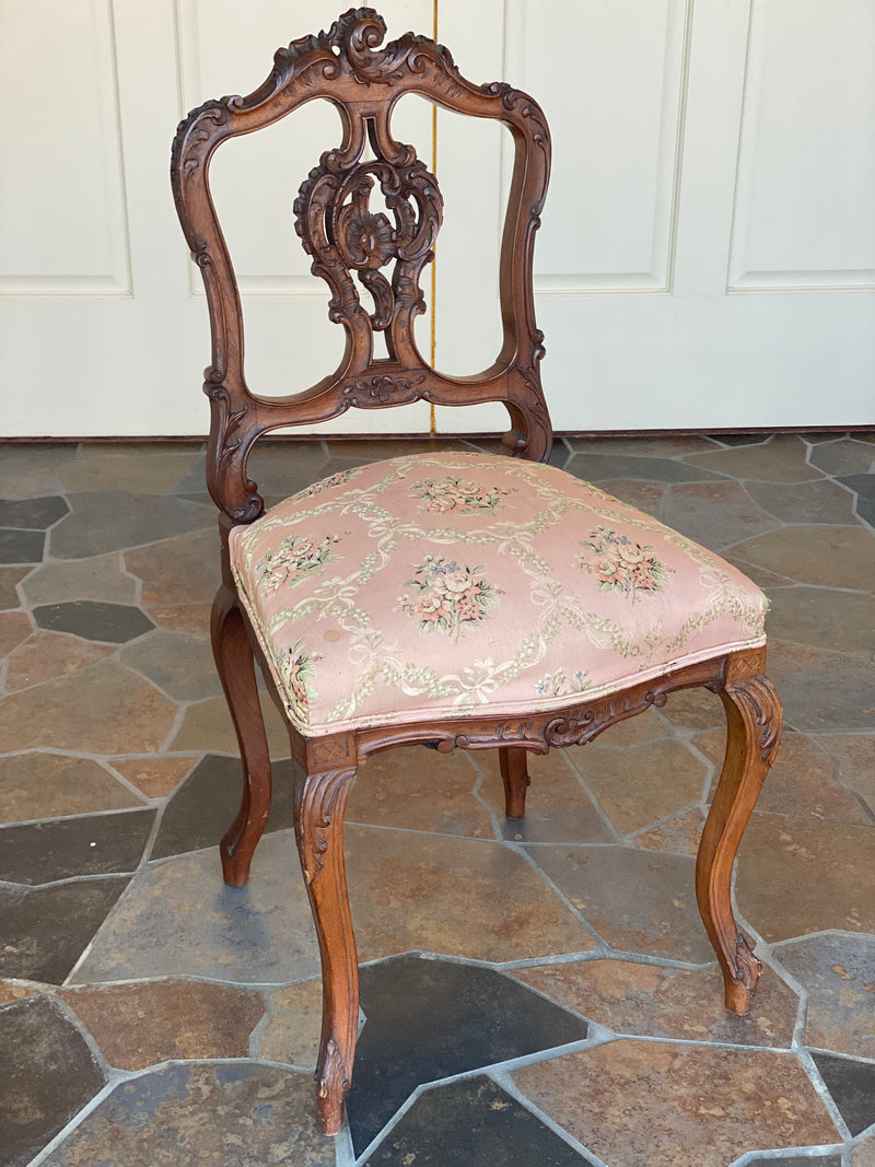 Antique Rococo Petite Carved Vanity Chair