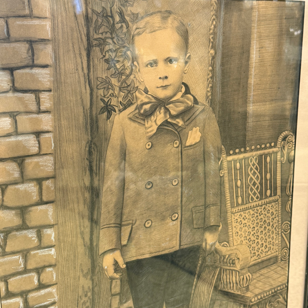 Antique Framed Pastel Portrait