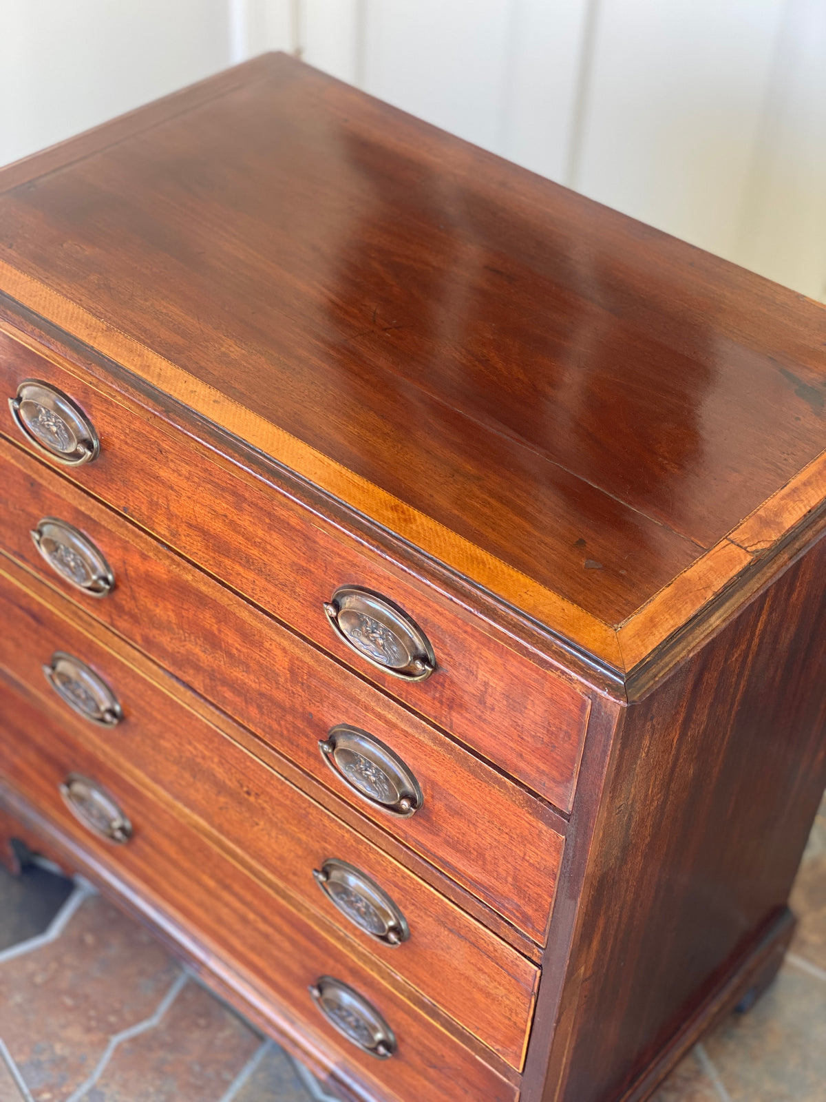 18th Century Mahogany & Tiger Maple Bachelors Chest