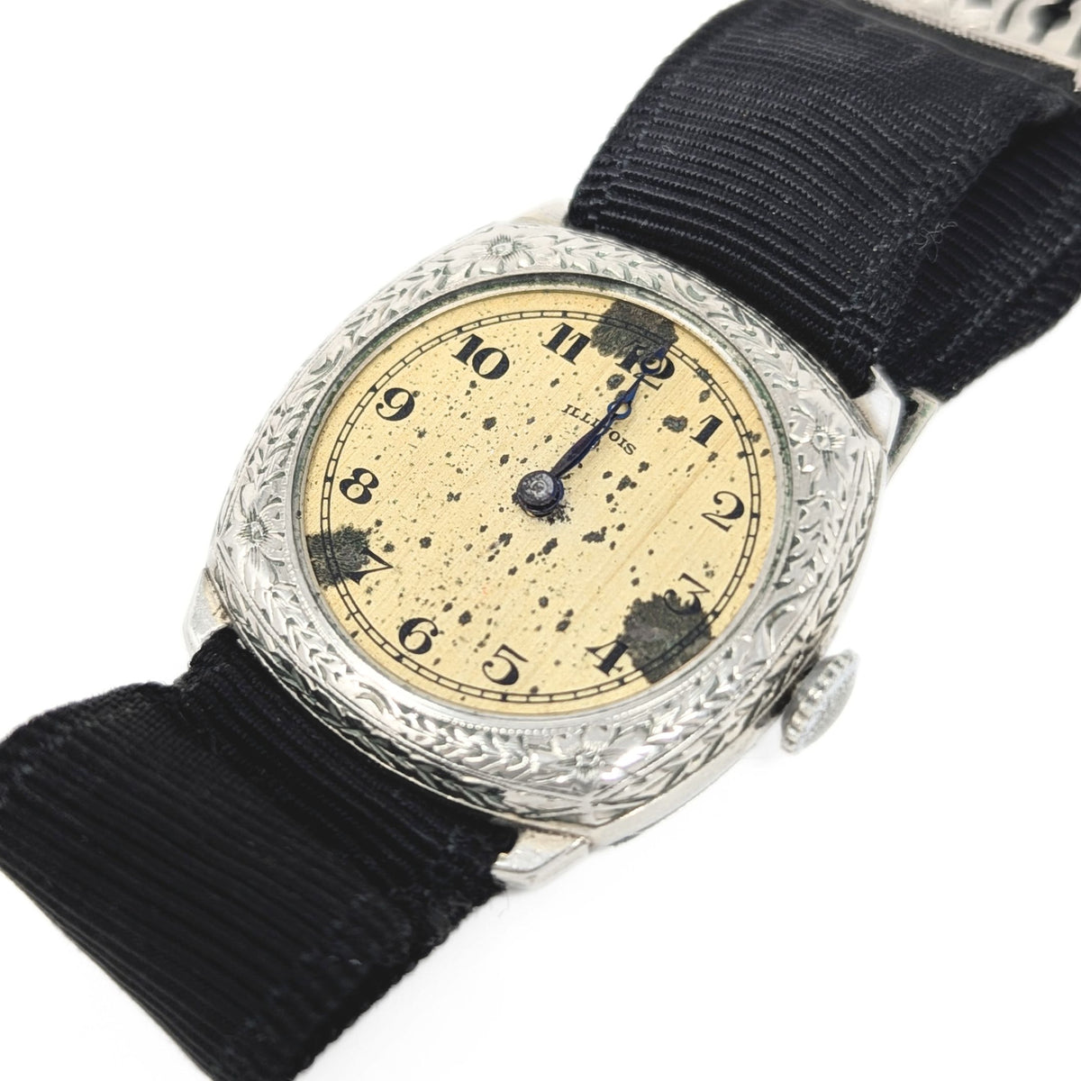 Illinois Grade-903 Model-2 6/0s 15j Art Deco 14K White Gold Filled Wristwatch