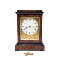 French Antique 8-Day Burled Walnut Desk Clock