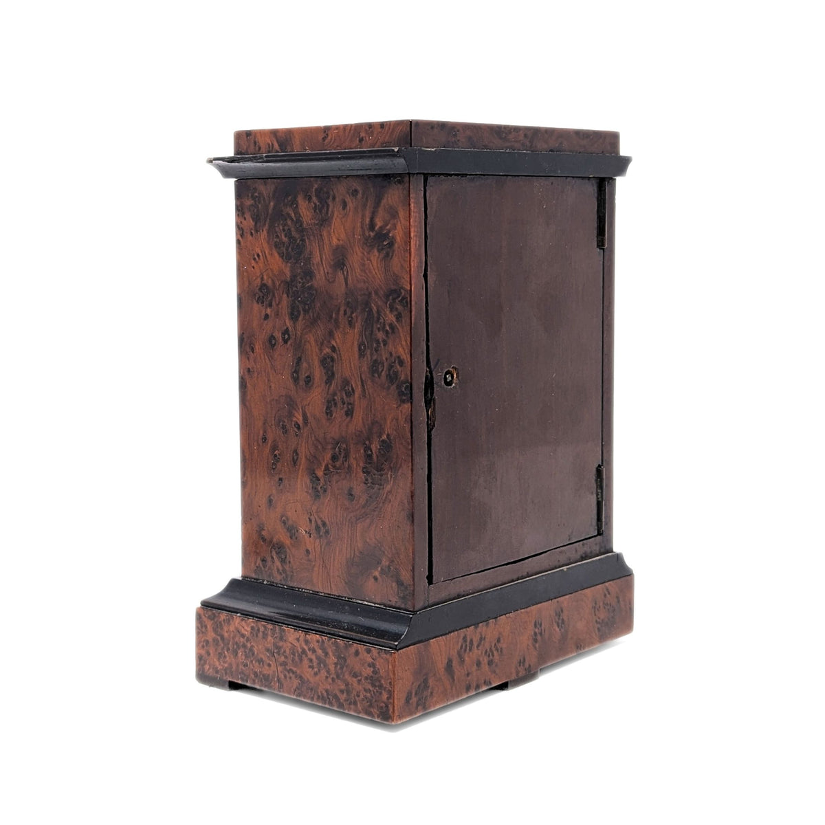 French Antique 8-Day Burled Walnut Desk Clock