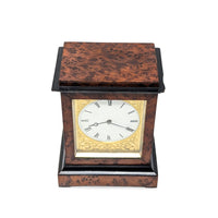 French Antique 8-Day Burled Walnut Desk Clock
