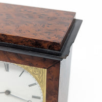 French Antique 8-Day Burled Walnut Desk Clock