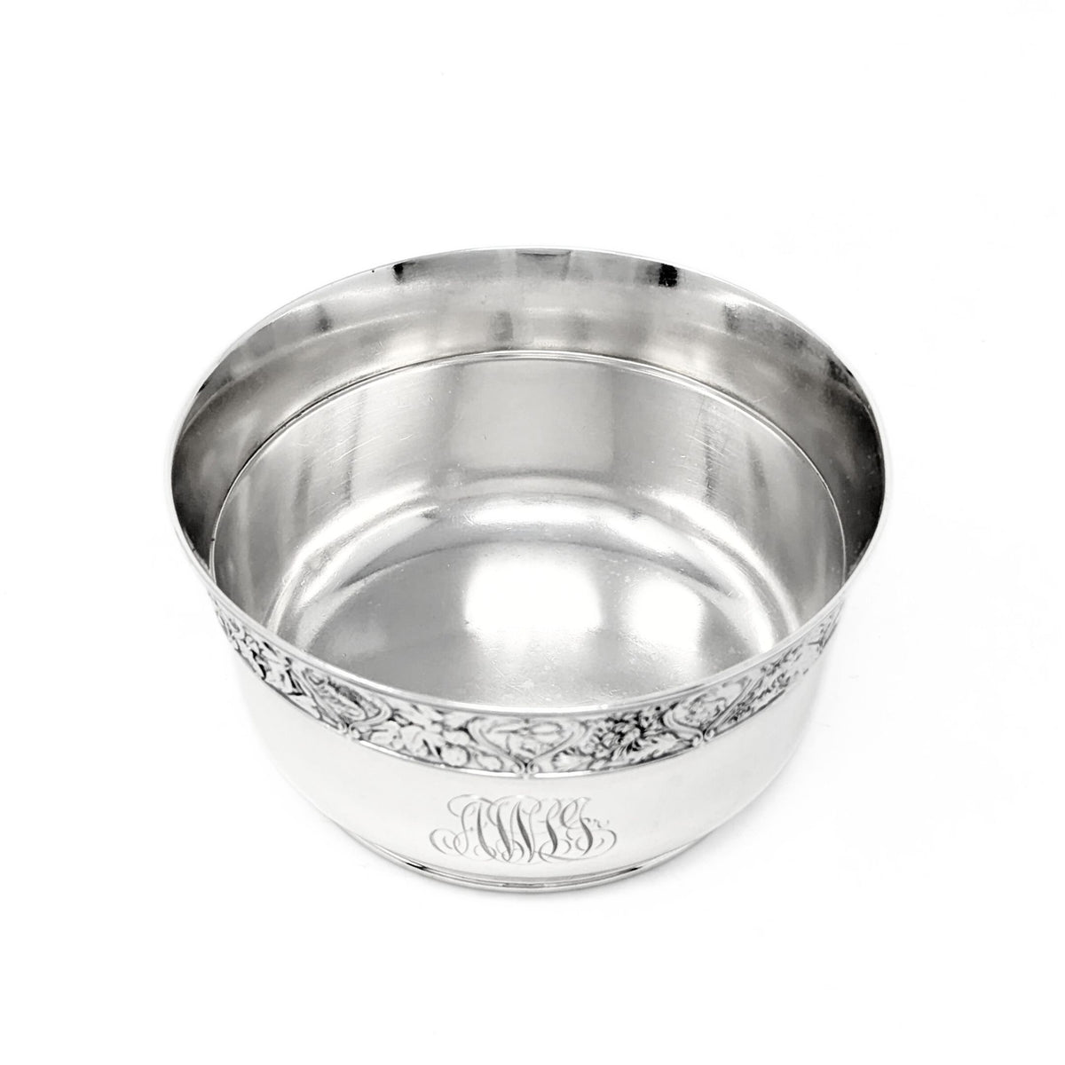 Gorham 1898 Sterling Silver Zodiac Baby Bowl, Script Monogramed "AWH"