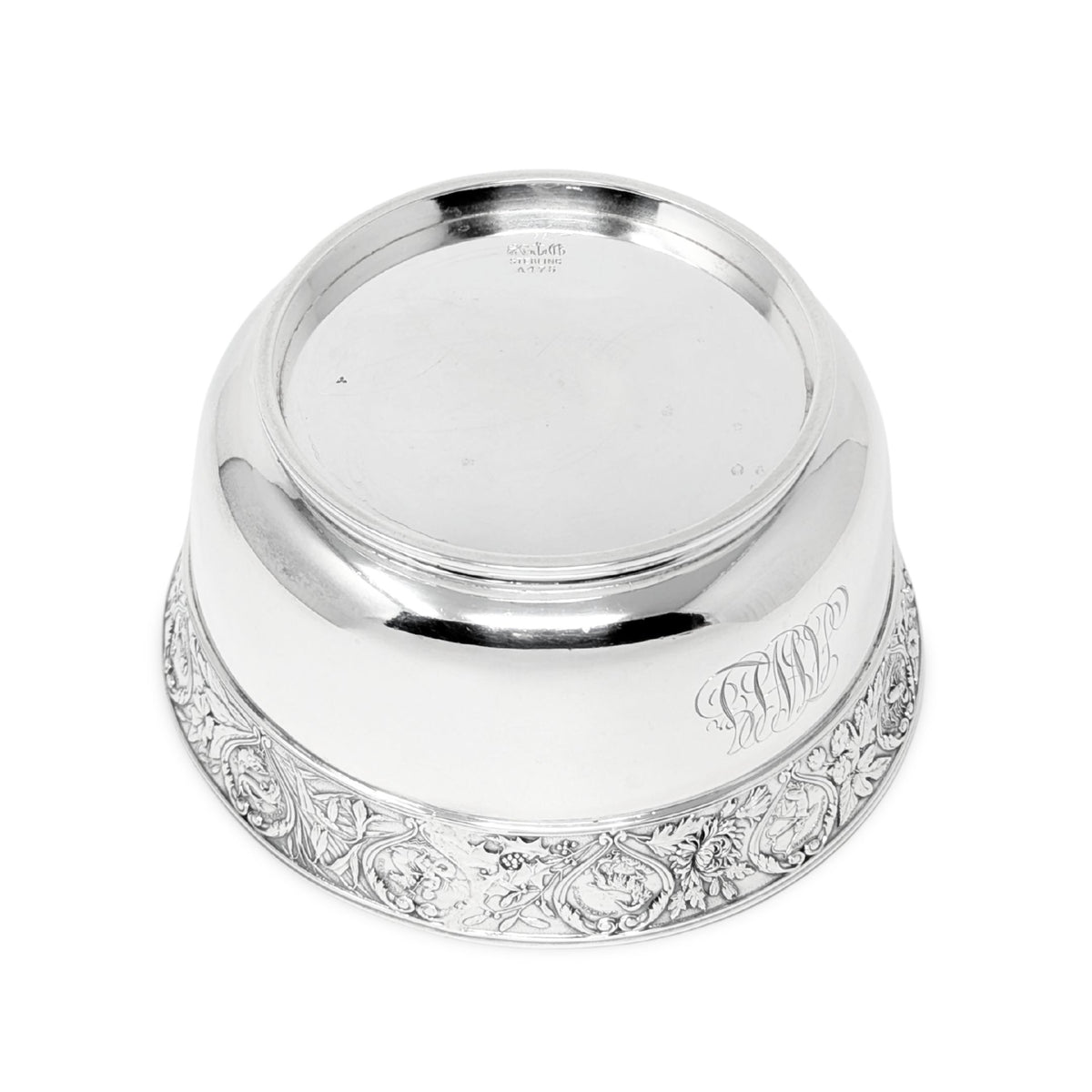 Gorham 1898 Sterling Silver Zodiac Baby Bowl, Script Monogramed "AWH"