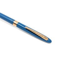 Sheaffer 1950's Admiral Snorkel Aqua Fountain Pen & Pencil W/ Case, 14K Gold Nib