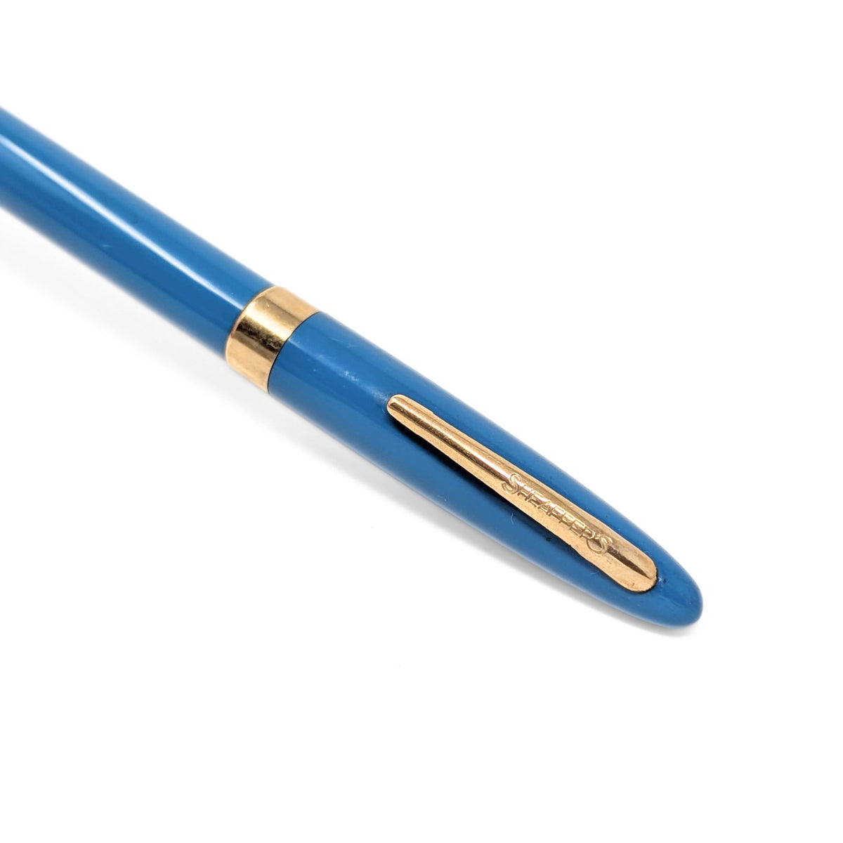 Sheaffer 1950's Admiral Snorkel Aqua Fountain Pen & Pencil W/ Case, 14K Gold Nib