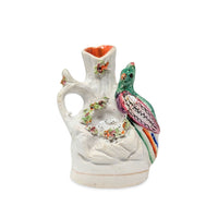 Staffordshire Antique Exotic Bird & Nest Spill Vase