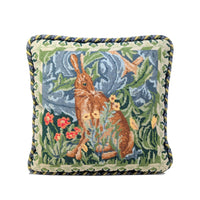 William Morris Style Needlepoint "Woodland Hare" Throw Pillow