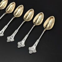 Antique Coin Silver “J” Monogram Gold Washed Demitasse Spoons (10)