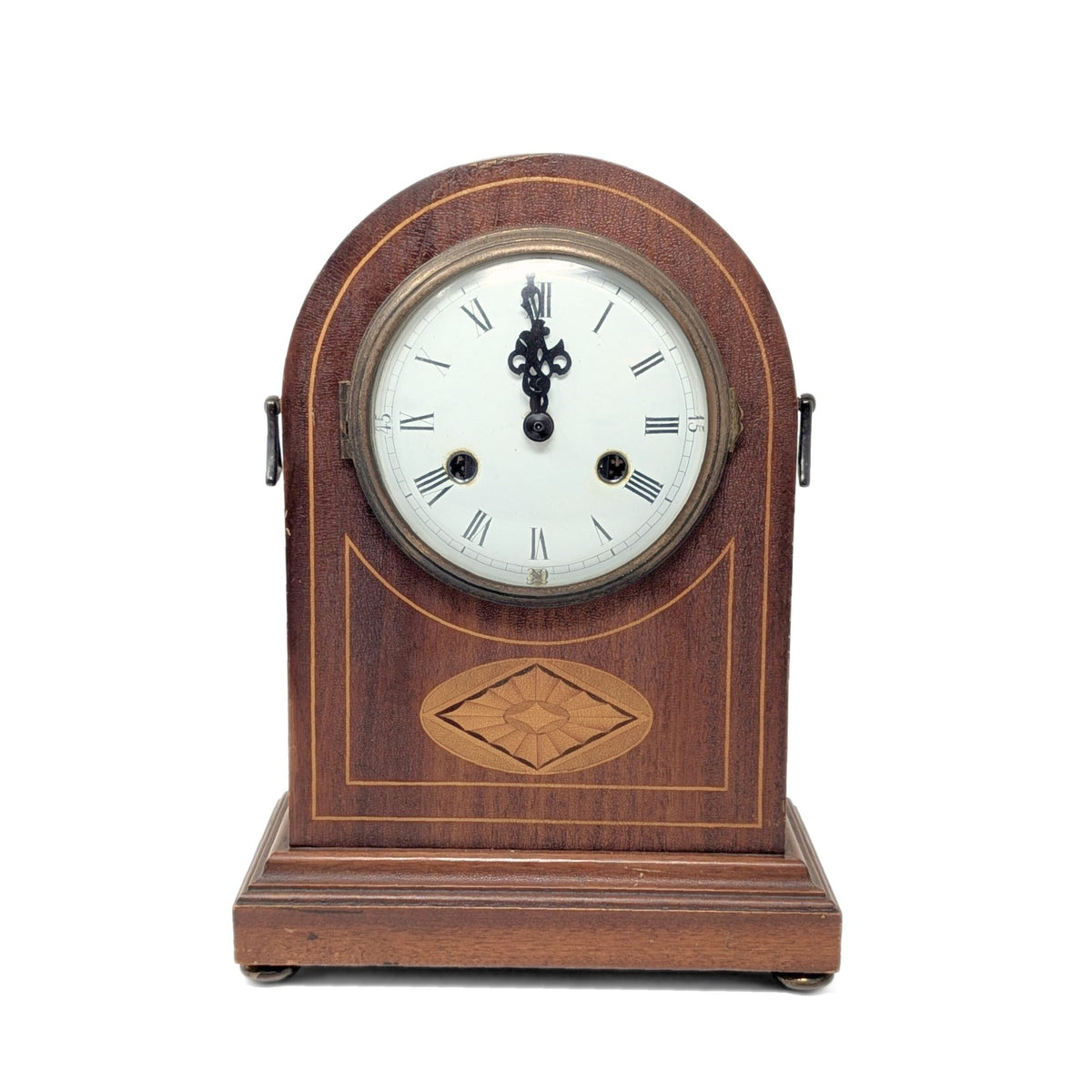 German Antique Edwardian Inlaid Quartz Mantle Clock