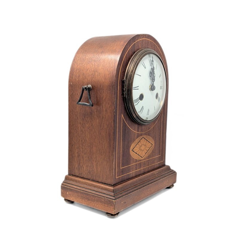 German Antique Edwardian Inlaid Quartz Mantel Clock