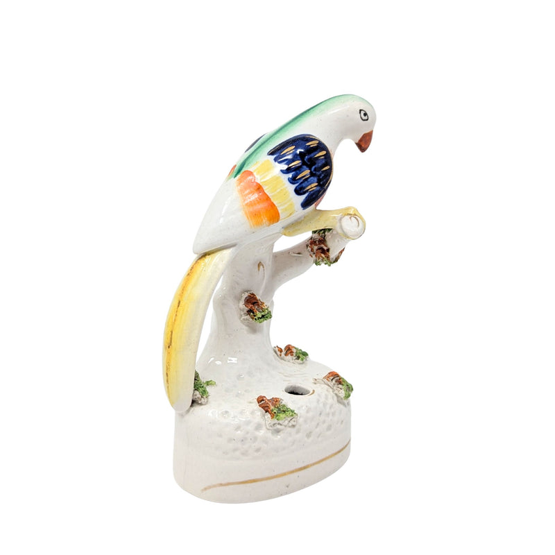 Antique Staffordshire Parrot Quill Holder/ Figurine