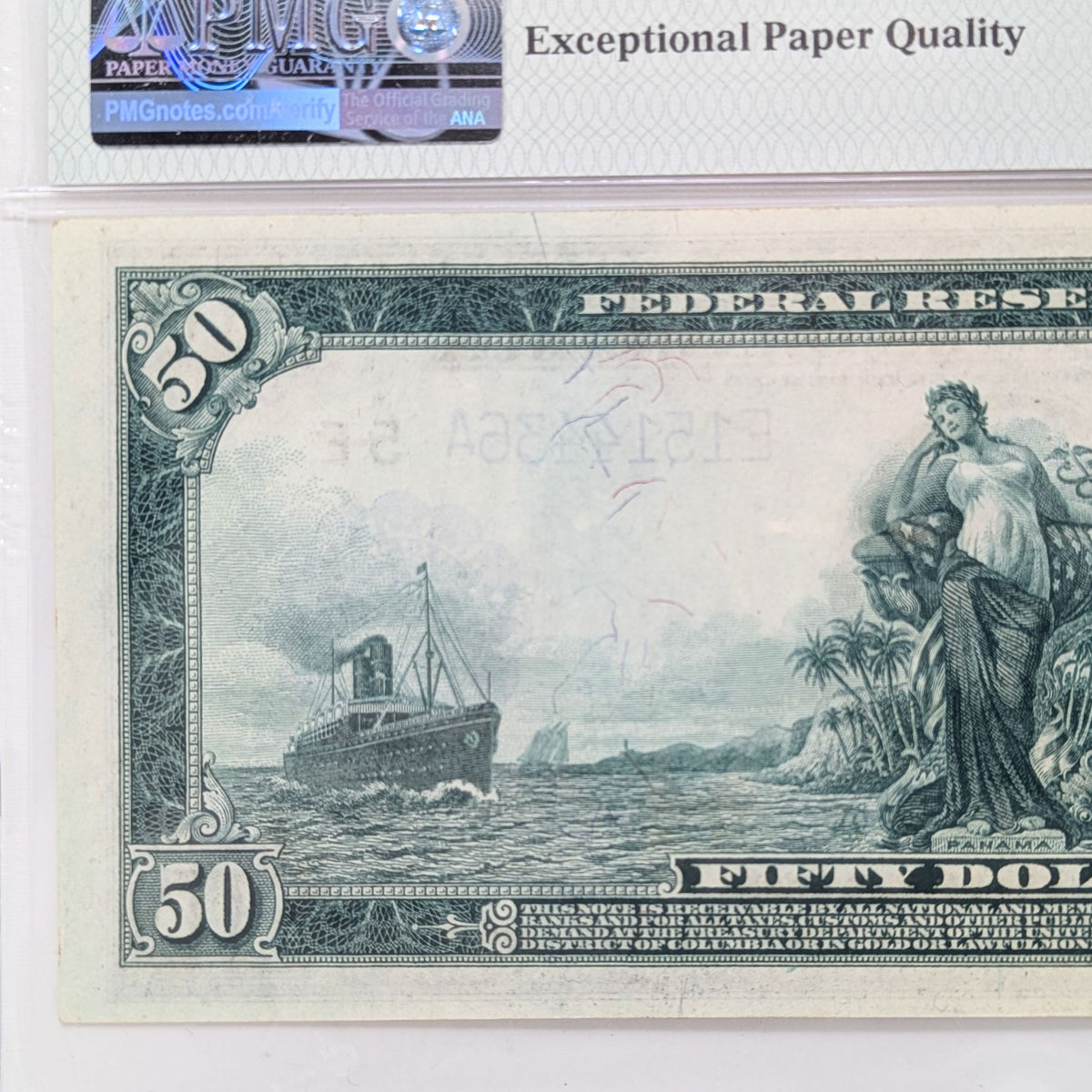 1914 $50 Fr#1043 PMG 64-EPQ Richmond VA Blue Seal Top-5