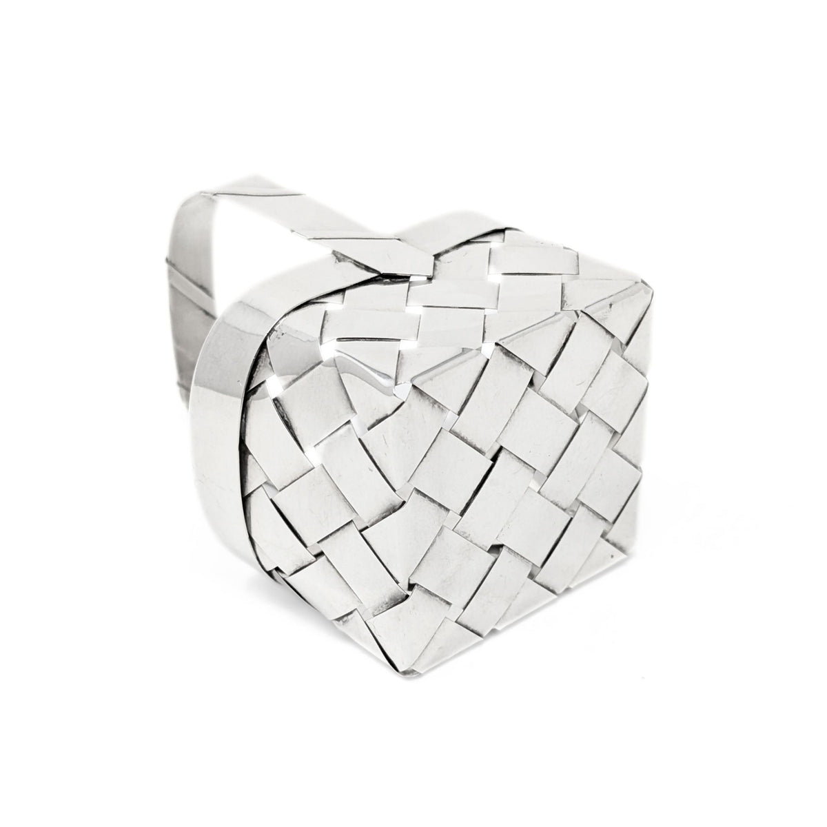 Vintage Sterling Handmade Woven 3” Basket