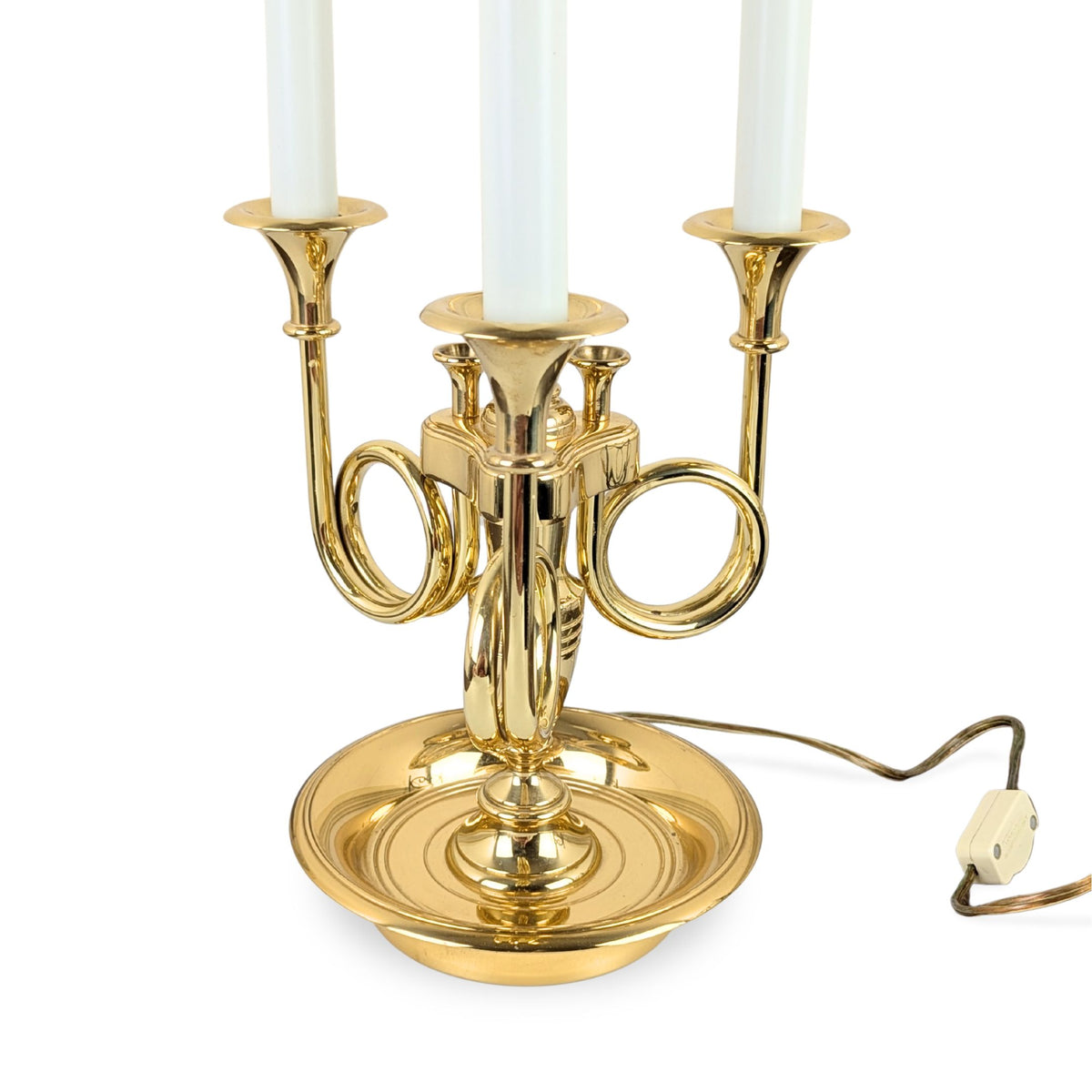 Baldwin Brass Triple French Horn Bouillotte Lamp
