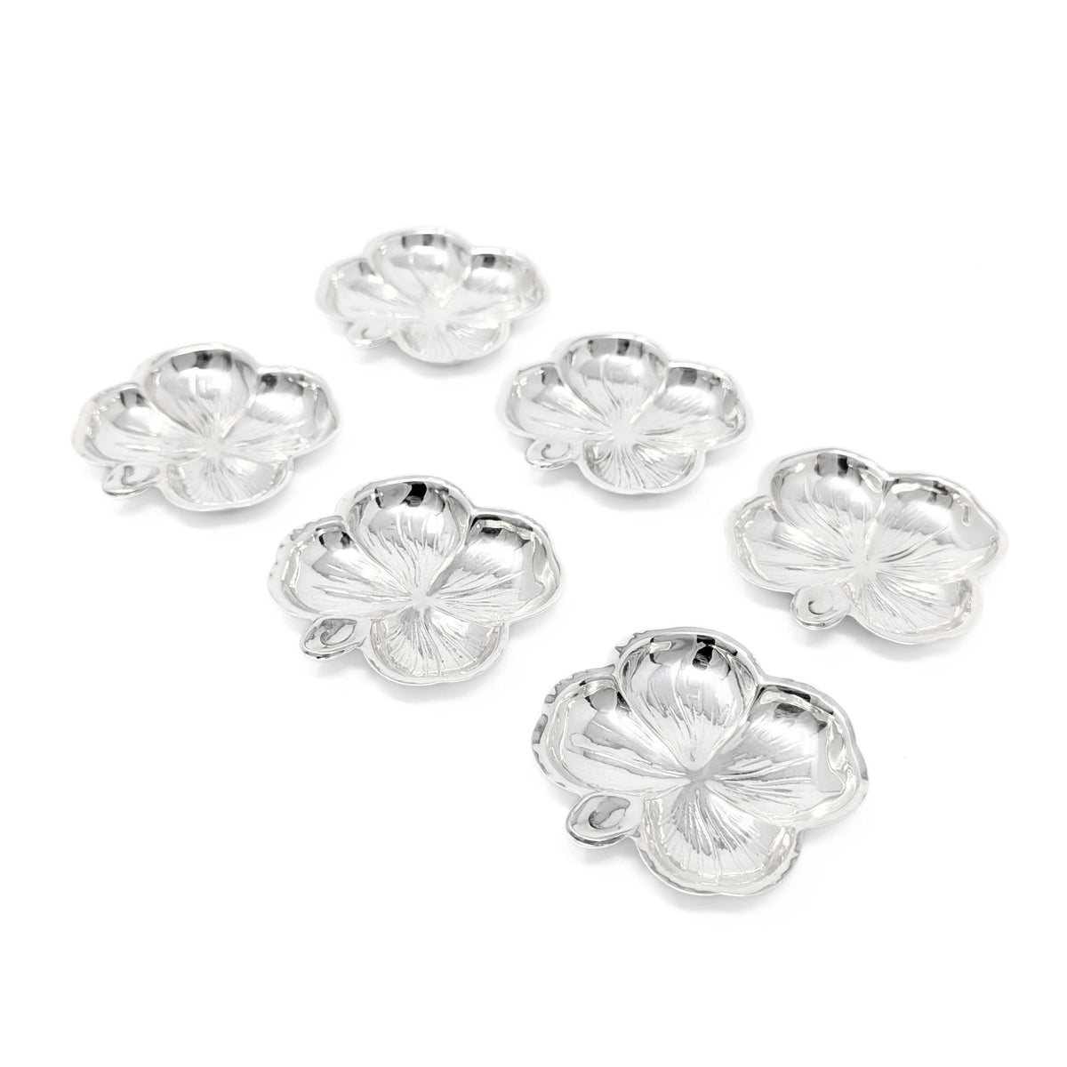 Cartier Sterling 2.7" Four Leaf Clover Individual Ashtrays/ Nut Dishes (6)