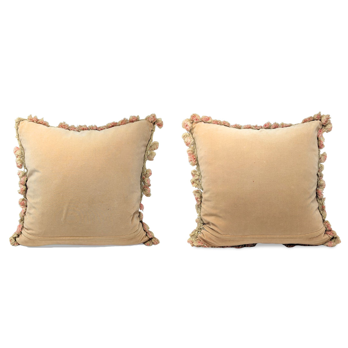 Pair of French Aubusson Style Needlepoint Pheasant Tapestry Down Feather Pillows