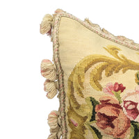 Pair of French Aubusson Style Needlepoint Pheasant Tapestry Down Feather Pillows