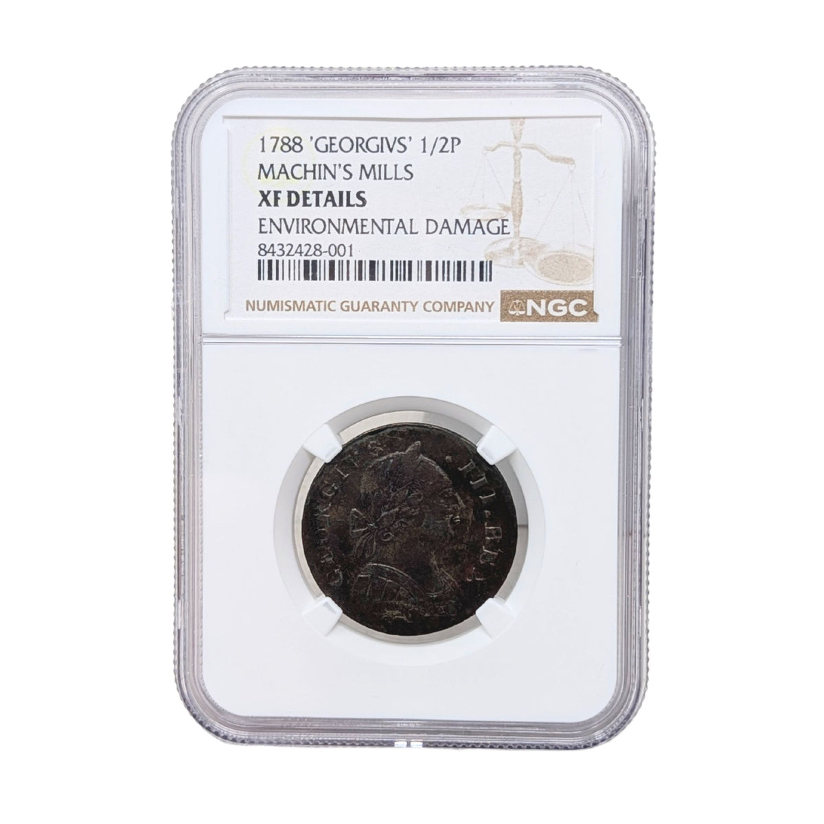 1788 Machin’s Mills NGC XF Details Half Penny