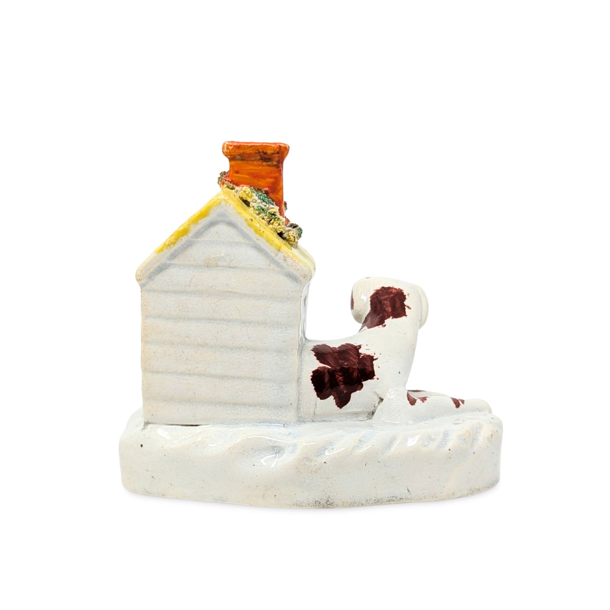 Staffordshire 1830’s Doghouse W/ Dog & Puppy Figurine