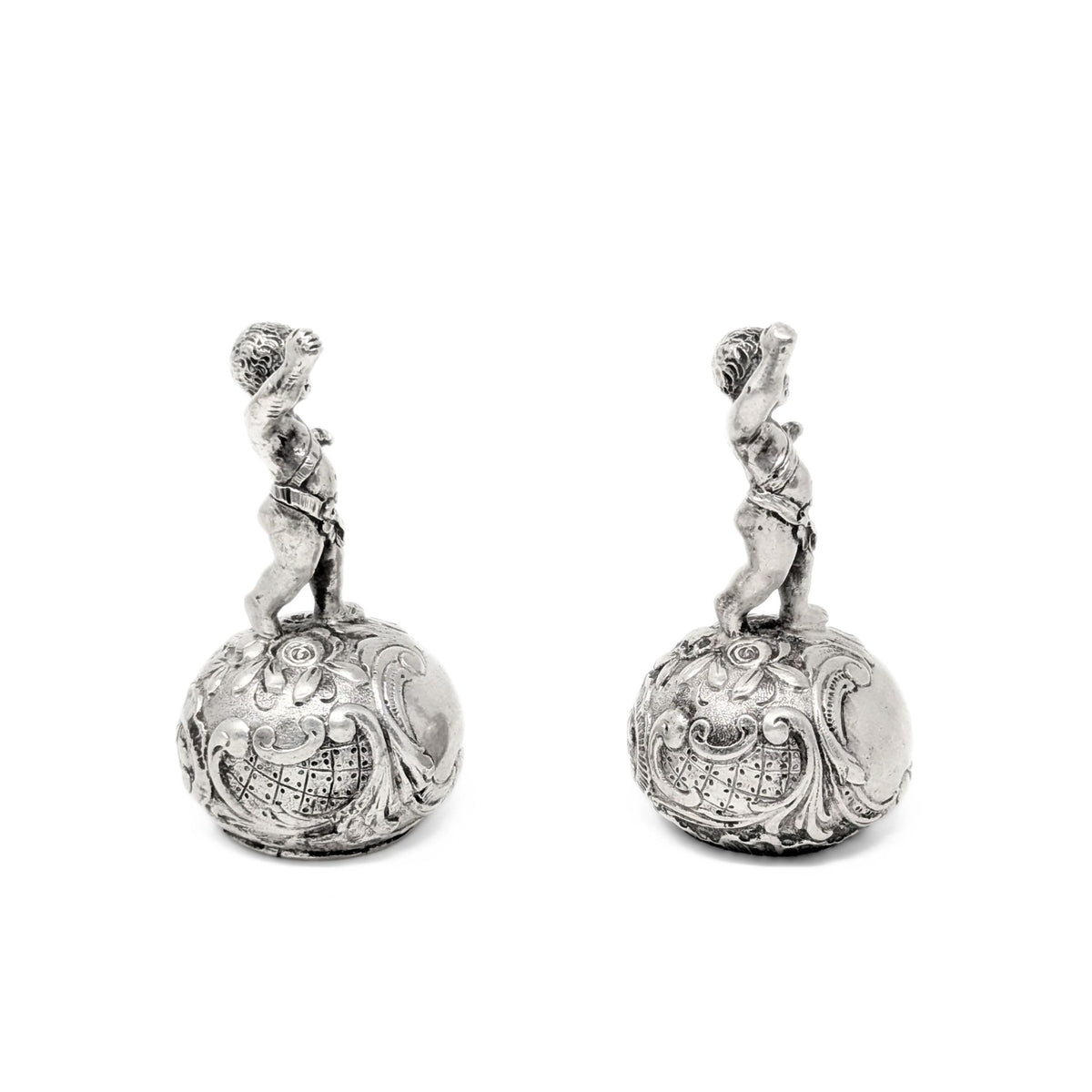 Antique French Silverplate Cherub Finials