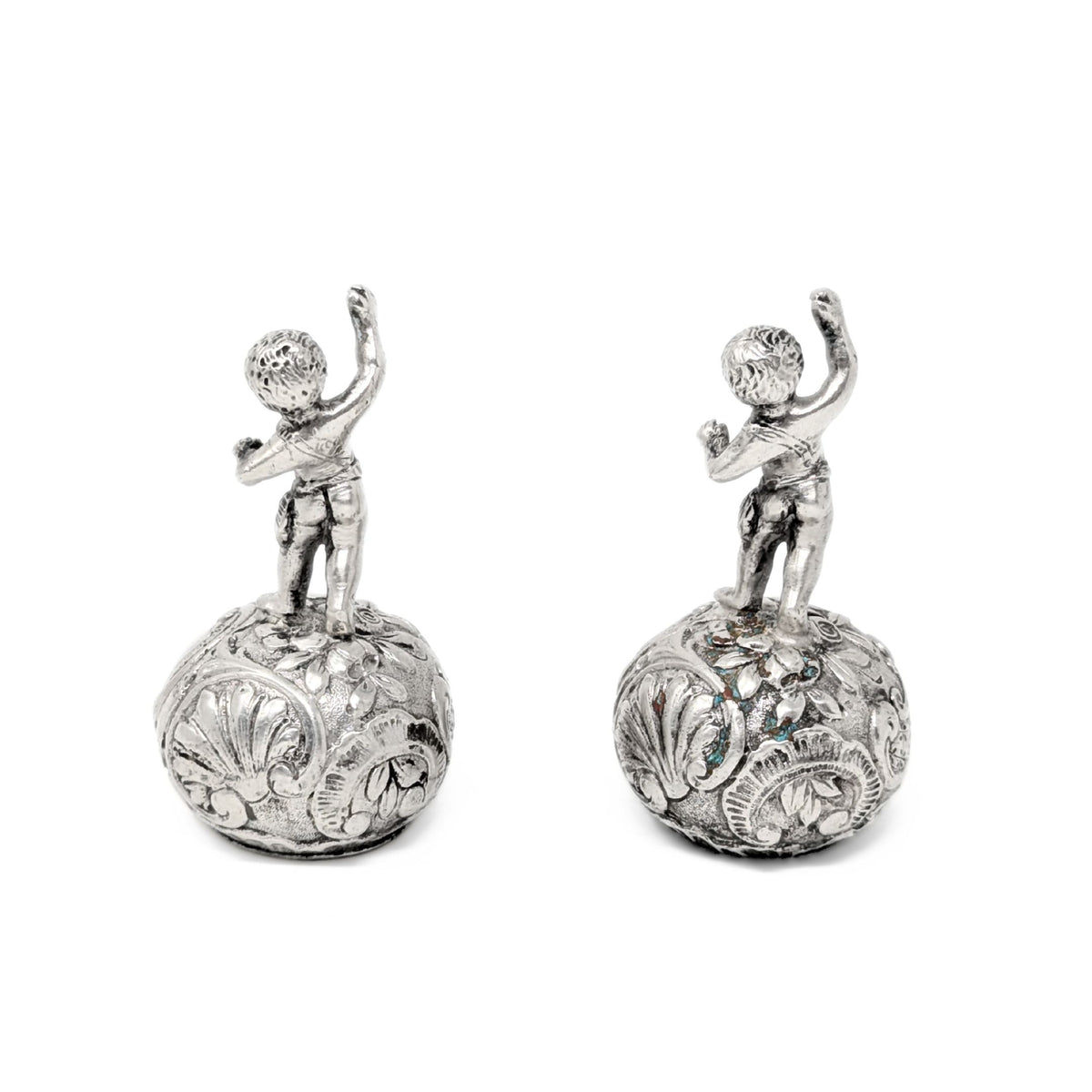 Antique French Silverplate Cherub Finials