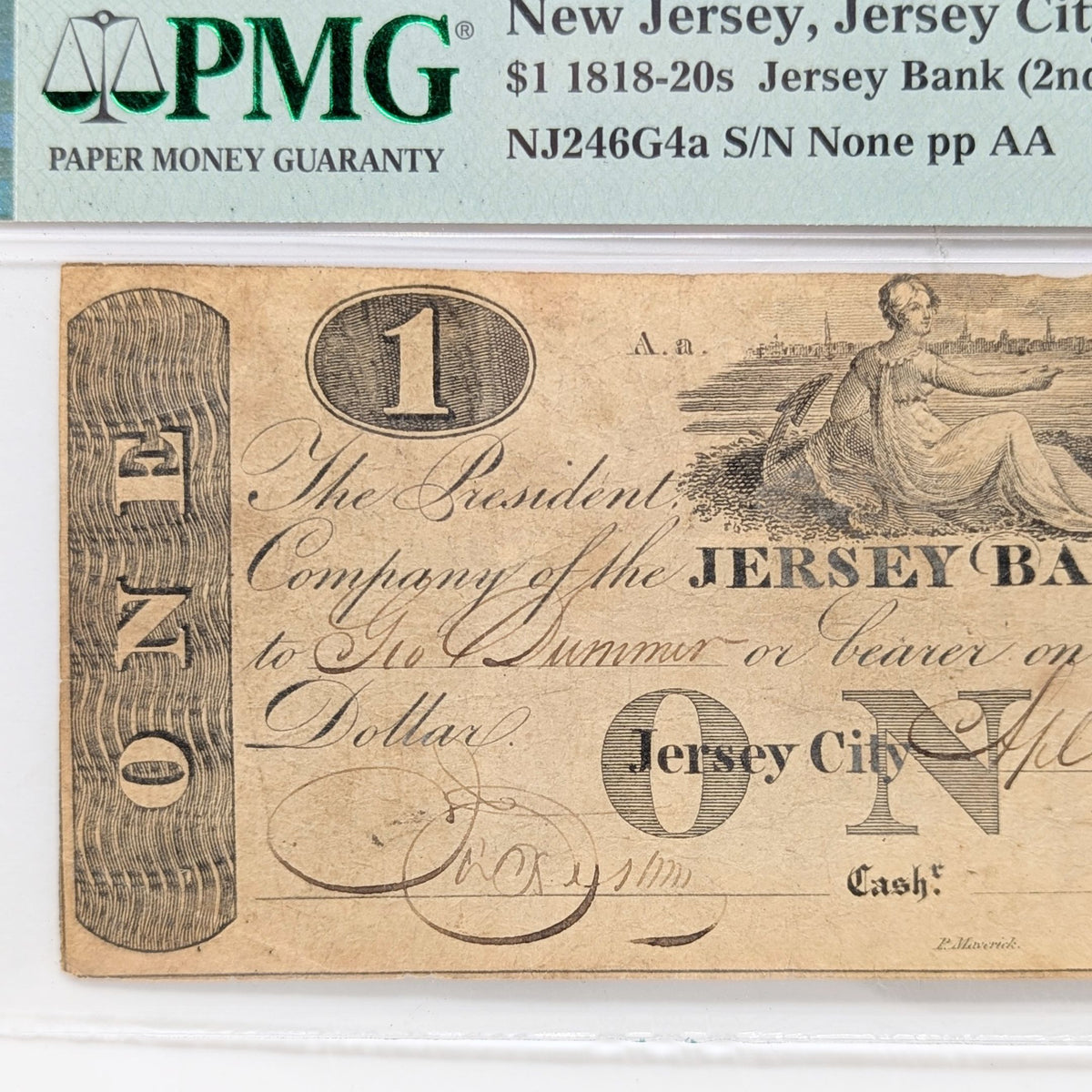 1826 $1 PMG VF20 New Jersey Bank Obsolete Currency Note, 2nd Best Grade!