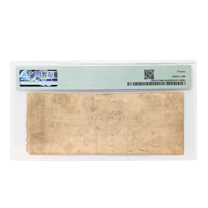 1826 $1 PMG VF20 New Jersey Bank Obsolete Currency Note, 2nd Best Grade!