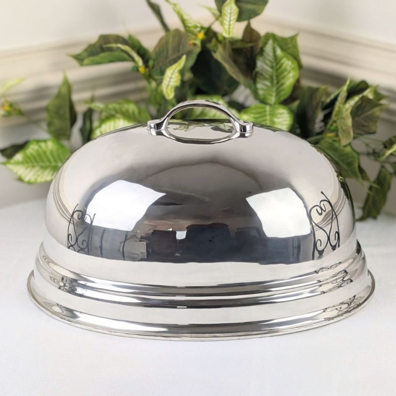 Vintage 17" Silverplate Oval Meat Dome/Cloche Cover