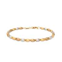 Italian 17K Tri-Color Gold Beaded Bracelet, 7 5/8"