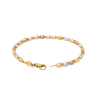 Italian 17K Tri-Color Gold Beaded Bracelet, 7 5/8"