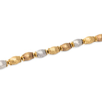 Italian 17K Tri-Color Gold Beaded Bracelet, 7 5/8"