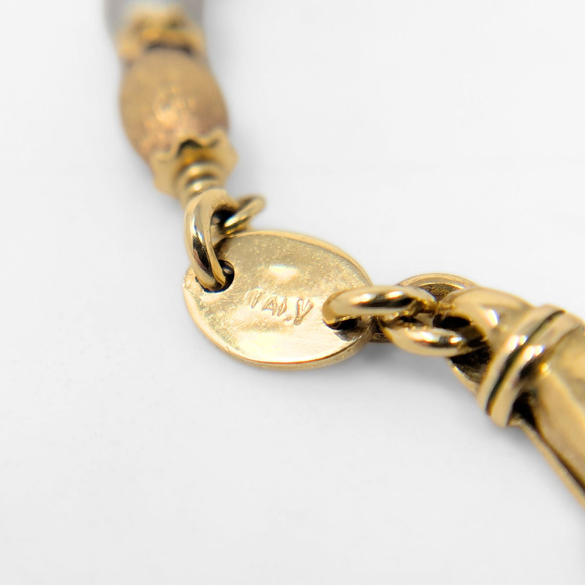 Italian 17K Tri-Color Gold Beaded Bracelet, 7 5/8"