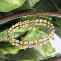 Italian 17K Tri-Color Gold Beaded Bracelet, 7 5/8"