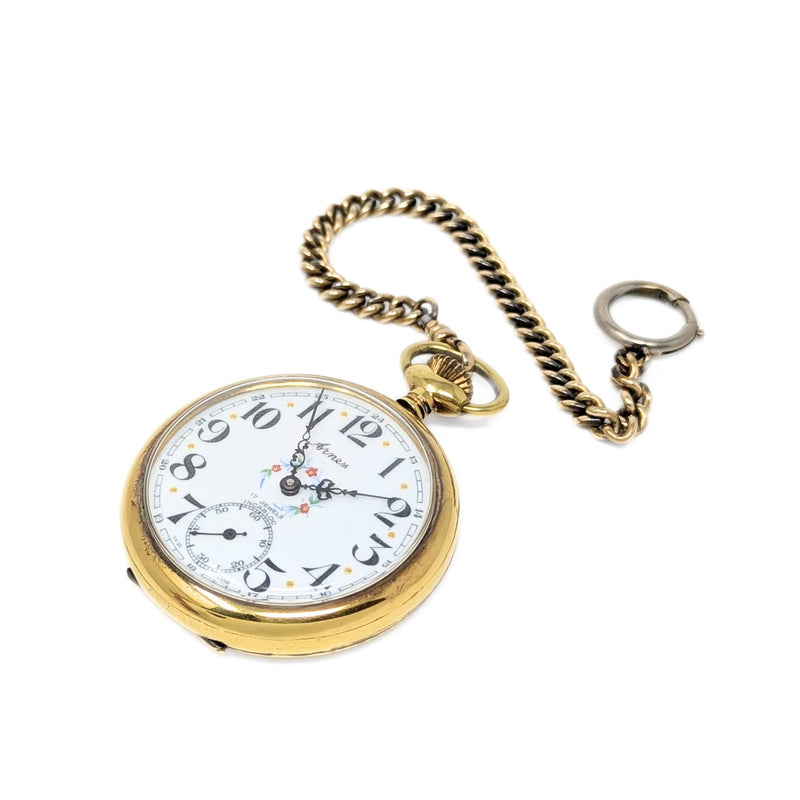 Arnex 1950’s Incabloc 17j Gold Plated Pocket Watch & Chain (Running)