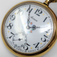 Arnex 1950’s Incabloc 17j Gold Plated Pocket Watch & Chain (Running)