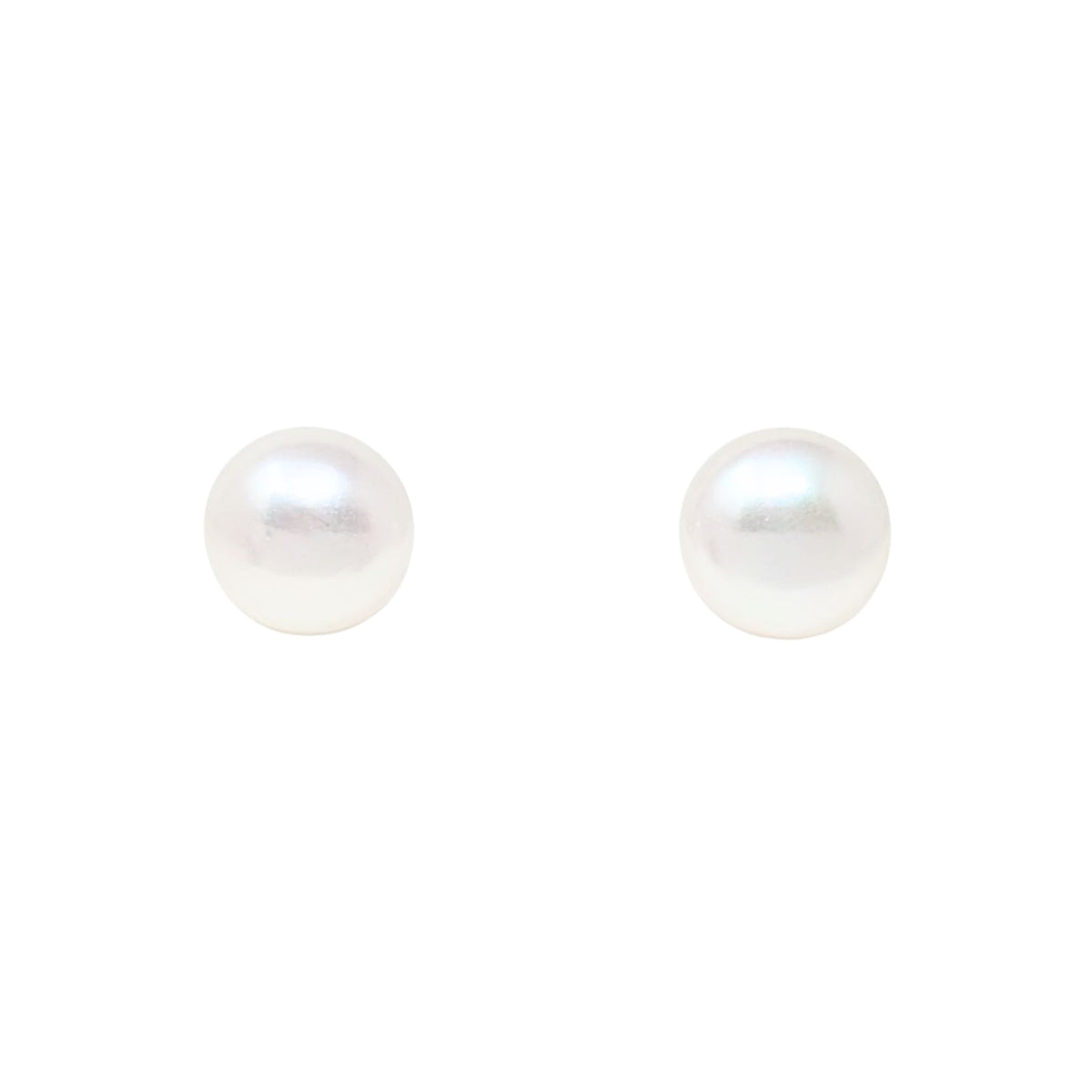 Sterling 8mm Button Pearl Stud Earrings