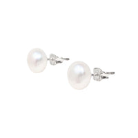 Sterling 8mm Button Pearl Stud Earrings