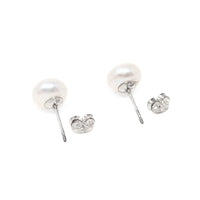 Sterling 8mm Button Pearl Stud Earrings