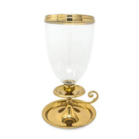 Virginia Metalcrafters Brass Saucer Nightstick with Hurricane Globe, #3105/3008