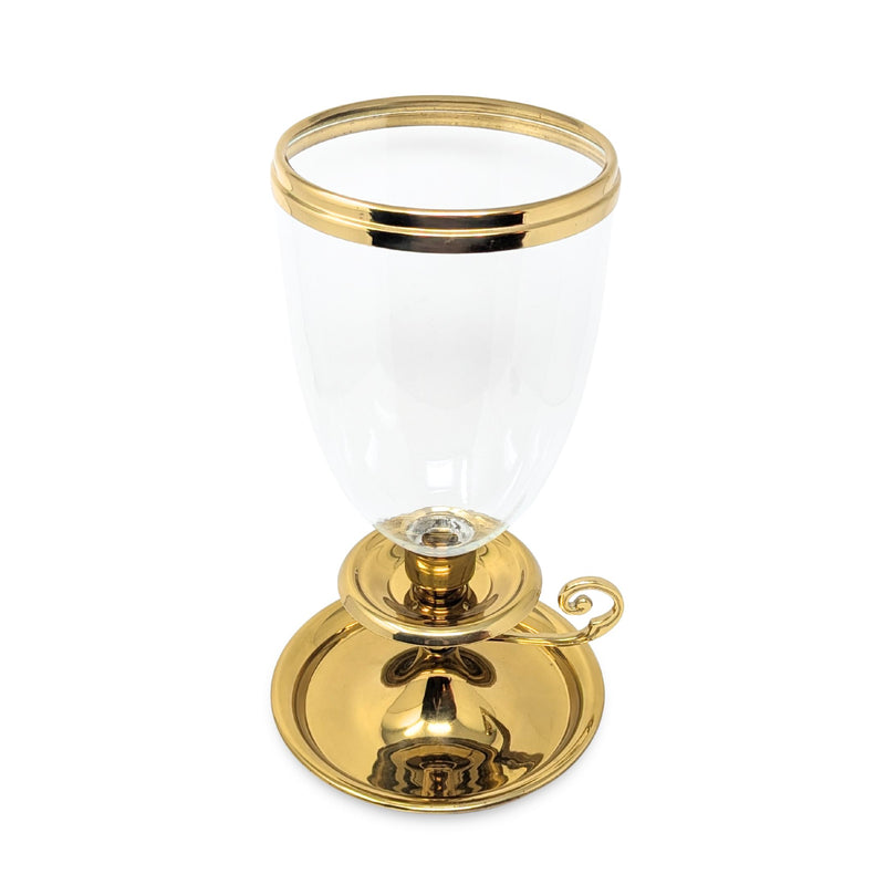 Virginia Metalcrafters Brass Saucer Nightstick with Hurricane Globe, #3105/3008