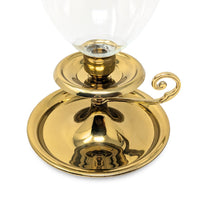 Virginia Metalcrafters Brass Saucer Nightstick with Hurricane Globe, #3105/3008