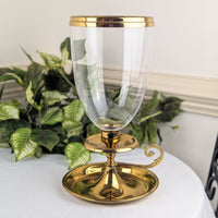 Virginia Metalcrafters Brass Saucer Nightstick with Hurricane Globe, #3105/3008