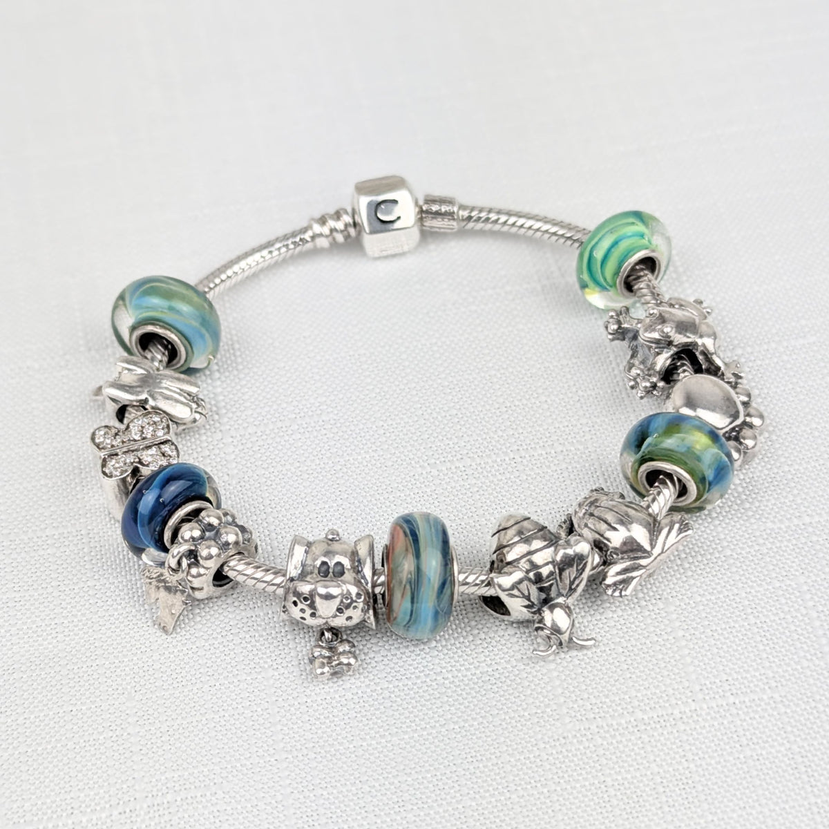 Chamilia Sterling Silver Animal & Bug Theme Bead/Charm Bracelet