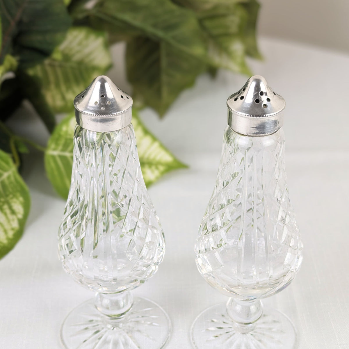 Waterford Crystal Tall Salt & Pepper Shakers, Old Hallmark
