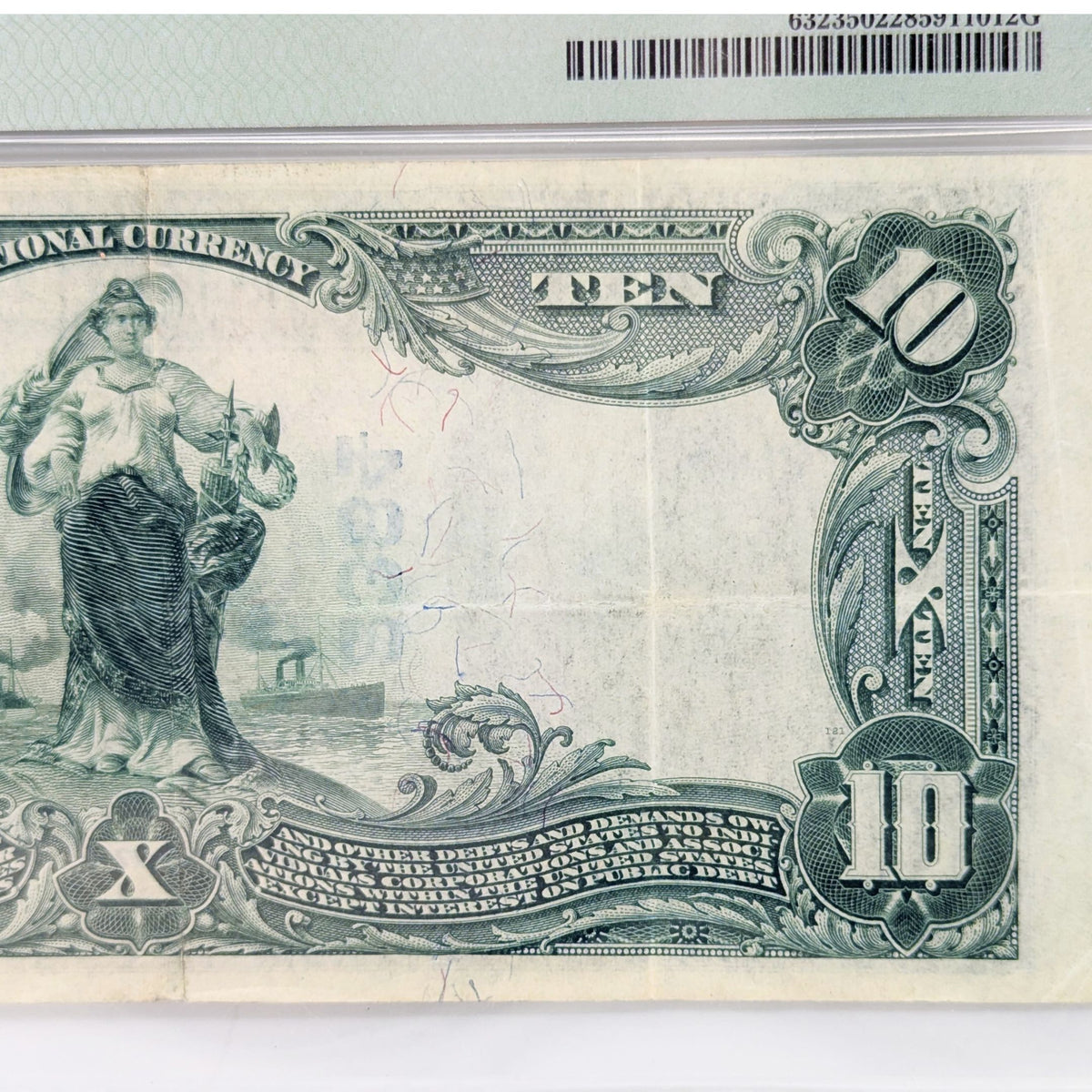 1902 $10 Annville PA National Bank Note Plain Back